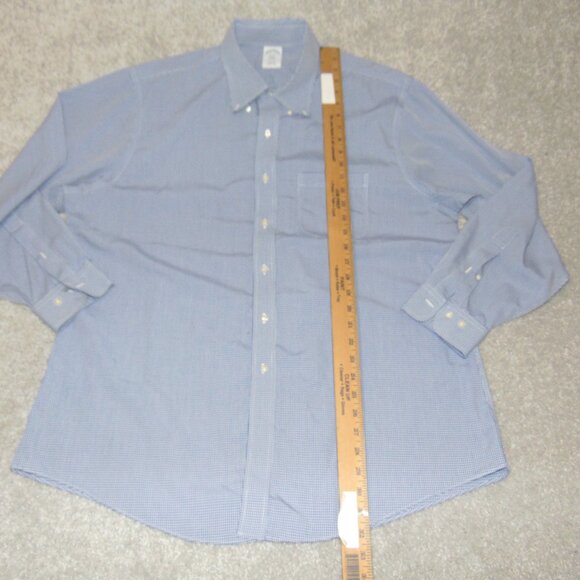 Brooks Brothers Regent Mens Long Sleeve Dress Shirt 18-4/5 Blue Check Cotton - Picture 7 of 9